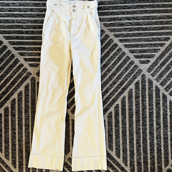 CURRENT ELLIOTT The Significant Other Wash Out CreamWhite Wide Leg Trouser Jeans - Picture 6 of 13